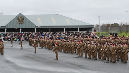 Junior soldiers march on parade square during their graduation parade at the Army Foundation College, Harrogate Credit: PA Images