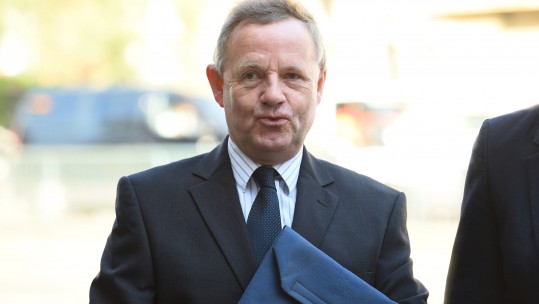 Pilot Andrew Hill arrives at Westminster Magistrates Court in London where he is facing manslaughter charges after his plane crashed during the Shoreham Airshow