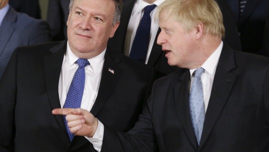 Boris Johnson Mike Pompeo NATO Foreign Ministers 