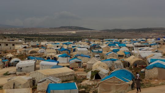 Al-Dana in northern Syria - the region has since seen a cross-border offensive from Turkey (Picture: PA). 