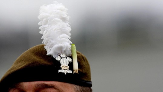 The Royal Welsh celebrate St David's Day - Leeks - CREDIT: Steve Parsons/PA Images