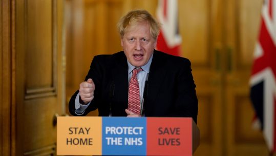 PM Boris Johnson speaks at a coronavirus briefing (Picture: PA).