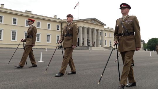Outside of competition, a pace stick is used to set a specific marching pace - typically 30 inches - and measure the required number of paces over a set distance
