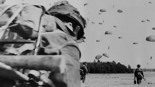 Parachutists jumping in the Netherlands as part of Operation Market Garden 160924 CREDIT NARA