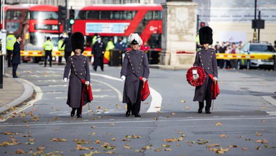 Participants in a service for Armistice Day 2020 at the Cenotaph in London 111120 CREDIT MOD