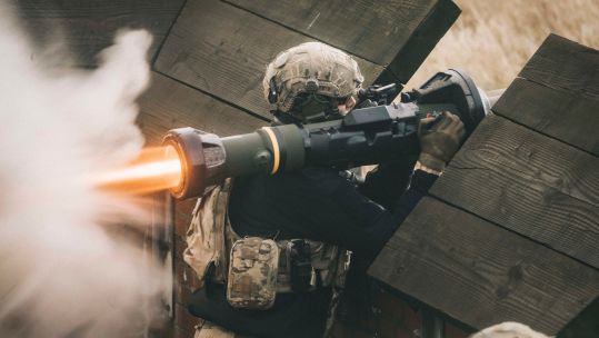 Pathfinder soldier from the British Army training for overt scenarios in Norfolk using missile