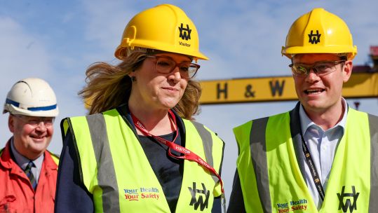 Penny Mordaunt visits Harland and Wolff shipyard 21092023 NO REUSE CREDIT PA WIRE, PA IMAGESNO REUSE CREDIT PA WIRE, PA IMAGES