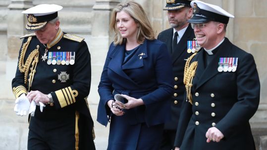 Penny Mordaunt with the First Sea Lord Sir Philip Jones after marking Operation Relentless 030519 CREDIT MOD