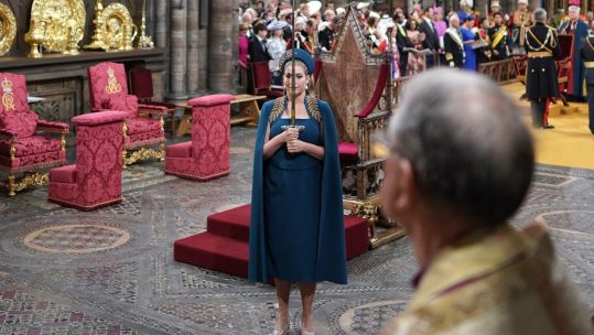 Image ID: 2R02024: Penny Mordaunt holds the Swords of State at the coronation ceremony of King Charles III and Queen Camilla in Westminster Abbey, London. Picture date: Saturday May 6, 2023. EXP 041123 (Picture: PA Images / Alamy).
