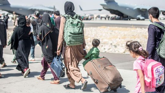 People being evacuated Hamid Karzai International Airport, Kabul, Afghanistan