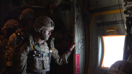 Personnel from 16 Air Assault Brigade before parachuting into Jordan 