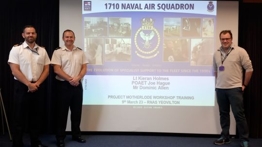 Personnel from the Royal Navy after launching Motherlode app alongside Microsoft