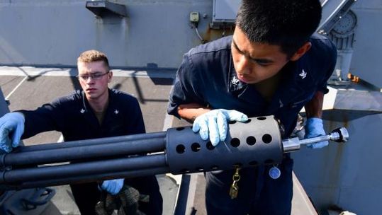 A further look at HMS Queen Elizabeth's new weapons system.