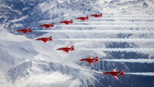 Photos taken by Circus 10, AS1 Iwan Lewis, of the Red Arrows while flying in Croatia on Ex Springhawk CREDIT RAF Red Arrows