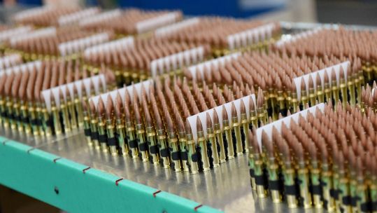BAE Systems ammunition in rows.