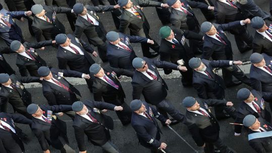 Pictured are veterans marching in the parade past the Cenotaph today, Remembrance Sunday 10th November 2019 picture CREDIT MOD.jpg