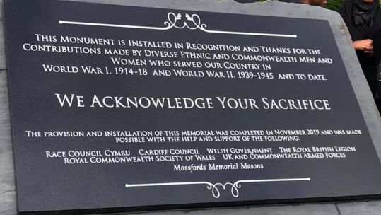 Plaque for BAME servicemen and women in Wales 041119 CREDIT Race Council Cymru.jpg 