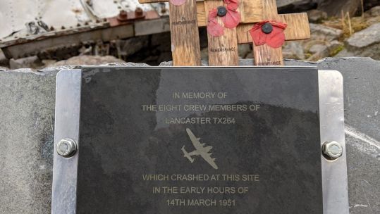 Plaque laid by Mountain Rescue Team, visited in November 2020 (Picture: RAF).