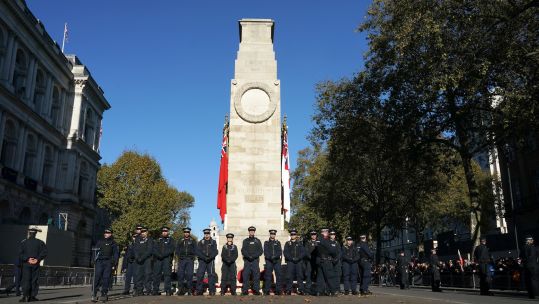 Police by the Cenotaph after the Armistice Day Service of Remembrance at the Centotaph, central London (Picture: PA Wire)