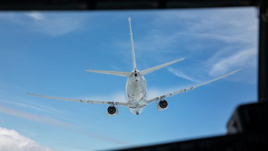 Poseidon, P-8A Maritime Patrol Aircraft, seen here taking part in the Queens Jubilee practice Fly Past 24052022 CREDIT MOD