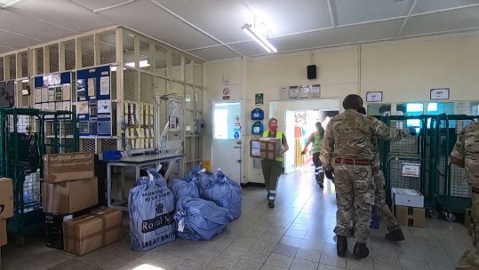 Postal Troop at RAF Akrotiri processing post in the run up to Christmas 171220 CREDIT BFBS.jpg