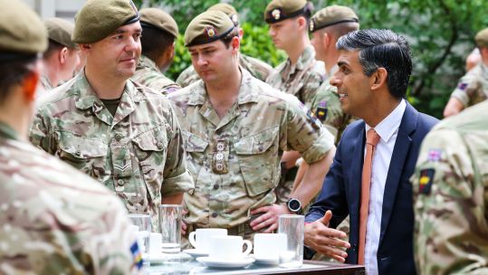 Prime Minister Rishi Sunak meets soldiers from Household Division Wellington Barracks for Armed Forces Week 4 230623 CREDIT MOD.jpg