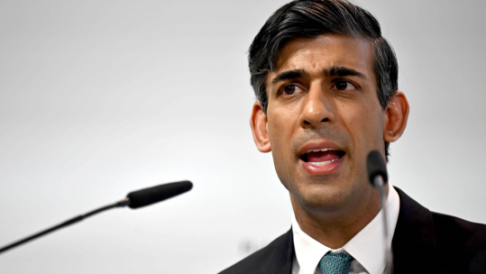 Prime Minister Rishi Sunak speaks during the Munich Security Conference in Germany.