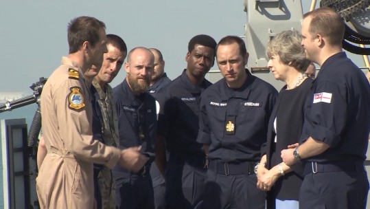 Prime Minister Visits Service Personnel Aboard HMS Ocean