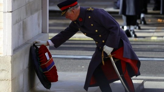 Prince Charles lays a wreath at the Cenotaph marking 100 years since the end of the First World War (Picture: MOD).