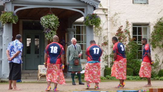 Prince Charles with Fijian soldiers at Birkhall (Picture: Clarence House).