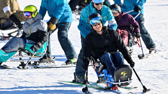 Prince Harry of a sit ski in Whistler at Invictus winter training camp 150224 CREDIT REUTERS
