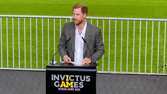 Prince Harry speaking at an Invictus Games event in Dusseldorf 070922 CREDIT BFBS.jpg