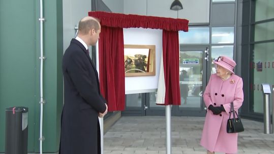 Prince William and the Queen outside DSTL