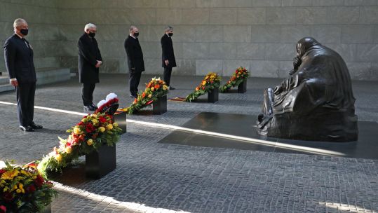 Cover image: The Prince of Wales (left), President Frank-Walter Steinmeier (third from left) and dignitaries at the Neue Wache Central Memorial in Berlin, Germany, to commemorate the National Day of Mourning (Picture: PA).
