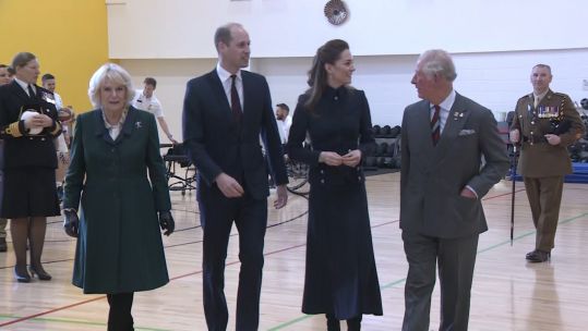 Prince of Wales, Duchess of Cornwall, Duke and Duchess of Cambridge visit Defence Medical Rehabilitation Centre.