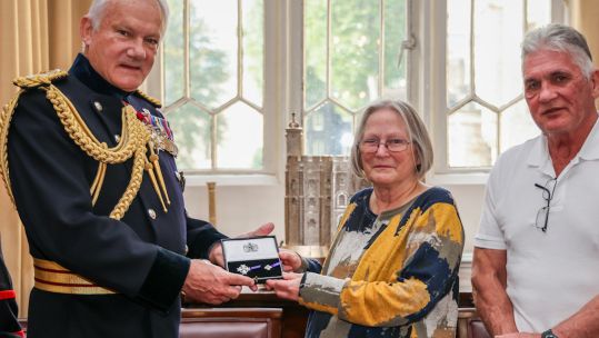 Proud family of fallen Royal Marine presented with Elizabeth Cross at Tower of London 11102024 CREDIT Royal Navy