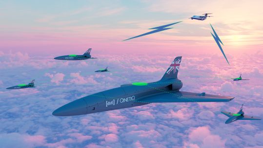 The UK’s first jet-to-jet teaming trial between an aircraft and autonomous drone has been carried out successfully at an MOD site (Picture: QinetiQ).