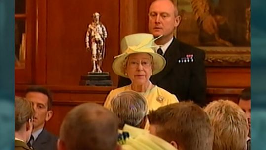 Queen Elizabeth II speaks to the Armed Forces in a Golden Jubilee speech, 2002.
