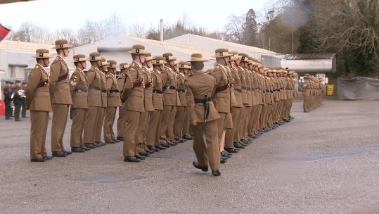 Queen’s Gurkha Engineers have taken part in a double parade at Invicta Park Barracks in Winchester 01042022 CREDIT BFBS.jpg