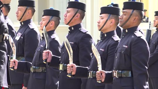 Queens Gurkha Signals pass Fit For Role inspection, here  kukri and sheath inspected