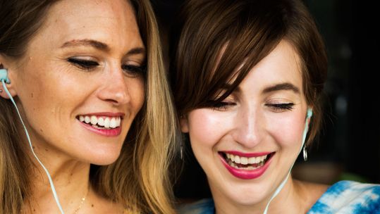 Listening Headphones Friends Women Smiling DAB Digital Audio Broadcasting Forces Radio Quiz Of The Year Credit rawpixel.com