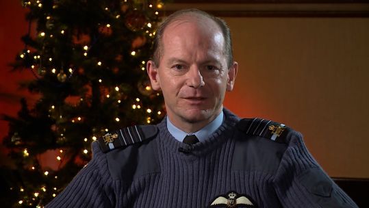 RAF Air Chief Marshal Sir Michael Wigston thanked serving personnel for continuing to perform their duties 23122022 CREDIT BFBS.png
