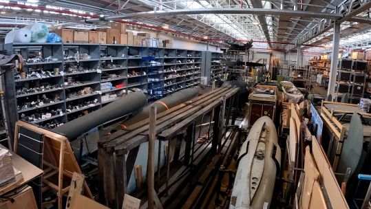 RAF Boneyard in a hangar at MOD Stafford wide shot 03.07.25 CREDIT BFBS.jpg