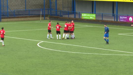 RAF Brize Norton celebrate goal v RAF Boulmer Credit BFBS Date 10042024.jpg 