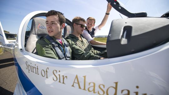 RAF Cadets inside one of the newly named planes (Picture: PA).