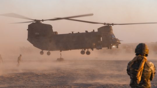 RAF Chinook from 27 Squadron deployed in California on Exercise Vortex Warrior