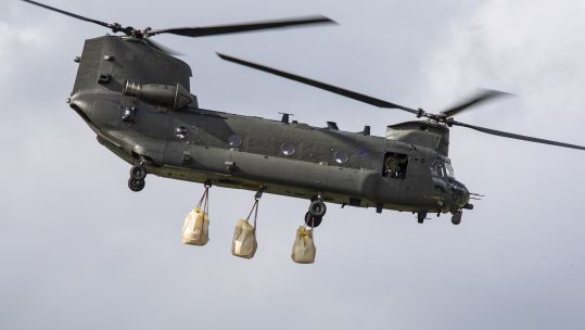 One RAF Chinook continues to assist the emergency services in Lincolnshire (Picture: MOD).