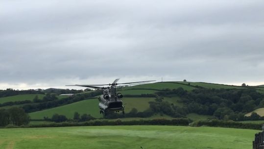 RAF Chinook stranded in Welsh field departs (Picture: Pam Windsor).