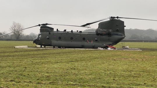 RAF Chinook stuck in Oxfordshire field after making precautionary landing over a mechanical issue.