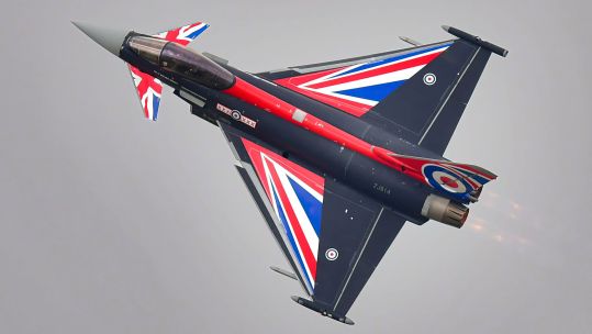 RAF Display Typhoon Royal International Air Tattoo 2023 RIAT RAF Fairford Gloucestershire Image ID 2RCMP10 150723 CREDIT Mark Dunn, Alamy Live News
